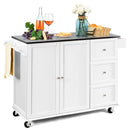 Kitchen Island 2-Door Storage Cabinet with Drawers and Stainless Steel Top by LJGDeals