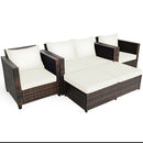 5 Pieces Patio Cushioned Rattan Furniture Set by LJGDeals