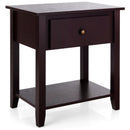 Nightstand with Drawer and Storage Shelf for Bedroom Living Room-Espresso by LJGDeals