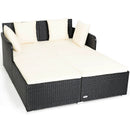 Spacious Outdoor Rattan Daybed with Upholstered Cushions and Pillows by LJGDeals
