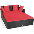 Spacious Outdoor Rattan Daybed with Upholstered Cushions and Pillows by LJGDeals