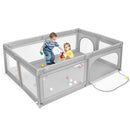 Extra-Large Safety Baby Fence with 50 Ocean Balls-Gray by LJGDeals