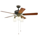 52 Inch Ceiling Fan Light with Pull Chain and 5 Bronze Finished Reversible Blades by LJGDeals
