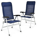 2Pcs Patio Dining Chair with Adjust Portable Headrest-Blue by LJGDeals