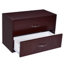 2-Drawer Dresser Horiztonal Organizer End Table Nightstand with Handle Wood-Brown by LJGDeals