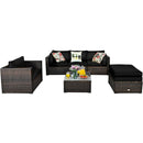 6 Pcs Patio Rattan Furniture Set with Sectional Cushion by LJGDeals