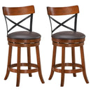 Set of 2 Bar Stools 360-Degree Swivel Dining Bar Chairs with Rubber Wood Legs by LJGDeals