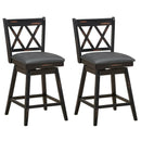 2 Pieces 24 Inch Swivel Counter Height Barstool Set with Rubber Wood Legs by LJGDeals