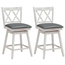 2 Pieces 24 Inch Swivel Counter Height Barstool Set with Rubber Wood Legs by LJGDeals