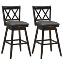 2 Pieces 29 Inches Swivel Counter Height Barstool Set with Rubber Wood Legs by LJGDeals