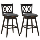 2 Pieces 29 Inches Swivel Counter Height Barstool Set with Rubber Wood Legs-White by DirectDeals