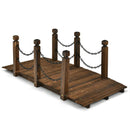 5 Feet Wooden Garden Bridge Arc Footbridge Stained Finish Walkway with Safety Rails by LJGDeals