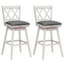 2 Pieces 29 Inches Swivel Counter Height Barstool Set with Rubber Wood Legs by LJGDeals