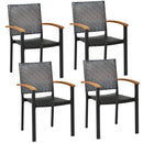 Set of 4 Outdoor Patio PE Rattan Dining Chairs with Powder-coated Steel Frame by LJGDeals