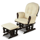 Wood Glider and Ottoman Set with Padded Armrests and Detachable Cushion by LJGDeals
