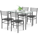 5 Pieces Dining Set with Tempered Glass Top Table and 4 Upholstered Chairs by LJGDeals