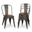 18 Inch Height Set of 4 Stackable Style Metal Wood Dining Chair by LJGDeals