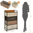 4-Tier Organizer Tower Steel Frame Wooden Top Storage with 5-Drawer Dresser by LJGDeals
