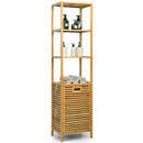 Bamboo Tower Hamper Organizer with 3-Tier Storage Shelves-Natural by LJGDeals