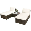 5 Pieces Patio Rattan Furniture Set with Cushioned Armless Sofa by LJGDeals