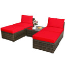 5 Pieces Patio Rattan Furniture Set with Cushioned Armless Sofa by LJGDeals