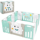 14-Panel Foldable Baby Playpen Kids Activity Centre-Green by LJGDeals