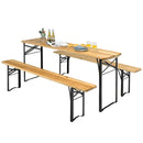 3 Pieces Folding Wooden Picnic Table Bench Set by LJGDeals