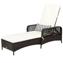 Outdoor Patio Wicker Chaise Lounge Chair with Adjustable Backrest and Pillow by LJGDeals