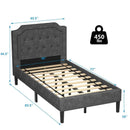 Linen Twin Upholstered Platform Bed with Frame Headboard Mattress Foundation by LJGDeals