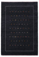 Modern Charcoal And White Hand Loomed Wool Area Rug