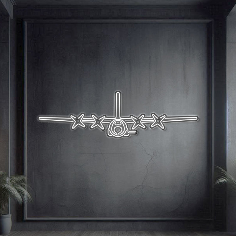 AC-130U Front Metal Neon Aircraft Wall Art - NCN0012