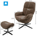 Upholstered Swivel Lounge Chair with Ottoman and Rocking Footstool by LJGDeals