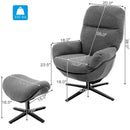 Upholstered Swivel Lounge Chair with Ottoman and Rocking Footstool by LJGDeals
