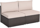 2 Pieces Patio Rattan Armless Sofa Set with 2 Cushions and 2 Pillows-Navy by DirectDeals