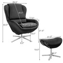 360¬∞ Swivel Leather Lounge Chair with Ottoman and Aluminum Alloy Base by LJGDeals