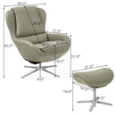360¬∞ Swivel Leather Lounge Chair with Ottoman and Aluminum Alloy Base by LJGDeals