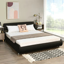 Full Size Faux Leather Upholstered Platform Bed Adjustable Headboard-Black by LJGDeals