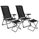 4 Pieces Patio Adjustable Back Folding Dining Chair Ottoman Set by LJGDeals