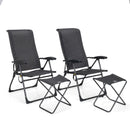 4 Pieces Patio Adjustable Back Folding Dining Chair Ottoman Set by LJGDeals