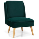 Velvet Accent Armless Side Chair with Rubber Wood Legs for Bedroom by LJGDeals