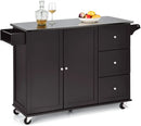 Kitchen Island 2-Door Storage Cabinet with Drawers and Stainless Steel Top by LJGDeals