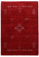 Red Center Medallion Tribal Design Hand Loomed Wool Area Rug