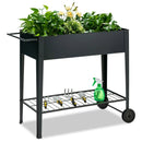 Raised Garden Bed Elevated Planter Box on Wheels Steel Planter with Shelf-Black by LJGDeals