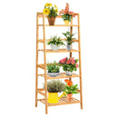 4-Tier Bamboo Plant Rack with Guardrails Stable and Space-Saving by LJGDeals