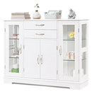 Sideboard Buffet Server Storage Cabinet with 2 Drawers and Glass Doors by DirectDeals
