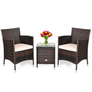 3 Pcs Outdoor Rattan Wicker Furniture Set-Gray by DirectDeals