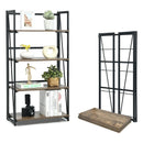 4-Tier Folding Bookshelf No-Assembly Industrial Bookcase Display Shelves by LJGDeals