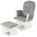 Wood Glider and Ottoman Set with Padded Armrests and Detachable Cushion by LJGDeals