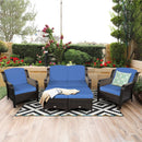5 Pieces Patio Rattan Sofa Set with Cushion and Ottoman by LJGDeals