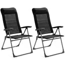 2 Pcs Portable Patio Folding Dining Chairs with Headrest Adjust for Camping -Black by LJGDeals